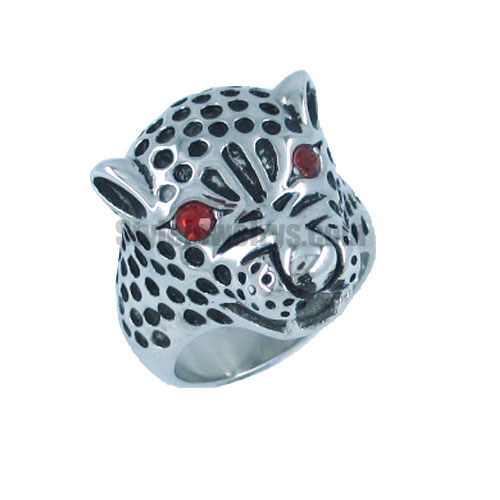Stainless steel jewelry ring Animal leopard panther ring SWR0050 - Click Image to Close